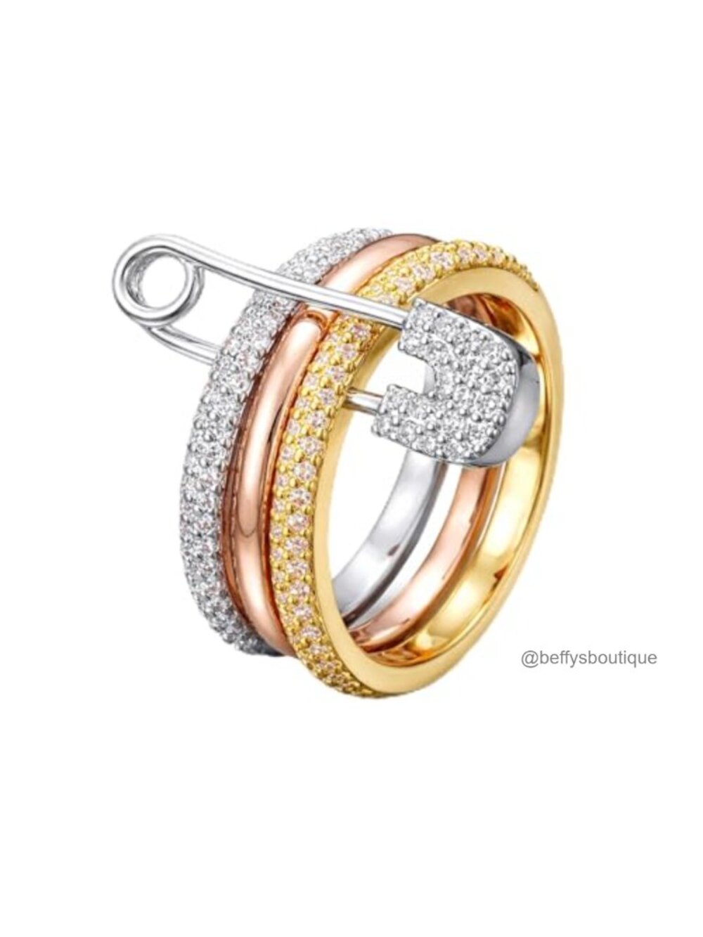 14k Gold Plated Stackable Rings Set Cubic Zirconia Wedding Band Women